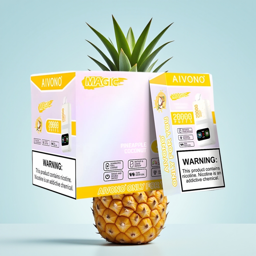 Aivono AIM MAGIC 20000 Puffs Ananas-kookos Type-C Ladattava 26ml Dual Mesh LCD