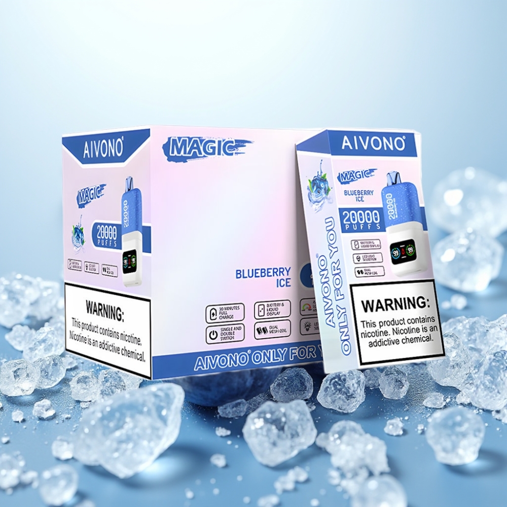 Aivono AIM MAGIC 20000 Puffs Disposable Vape Mustikkajää 26ml 5 Nikotiinia LCD-näyttö Type-C