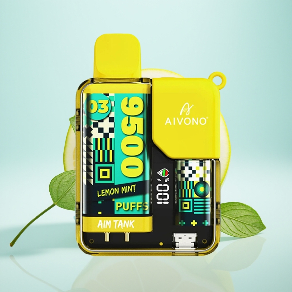 Aivono AIM-TANK 9500 Puffs 18ml LCD 12ohm Mesh Sitruuna-Minttu