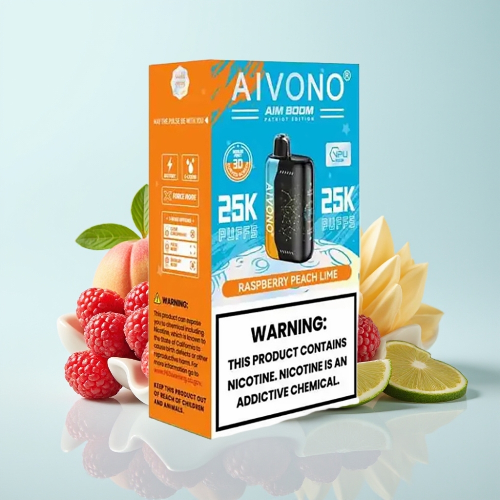 Aivono Aim Boom 25000 Puffs 28ml 650mAh Type-C Vadelma Persikka Lime