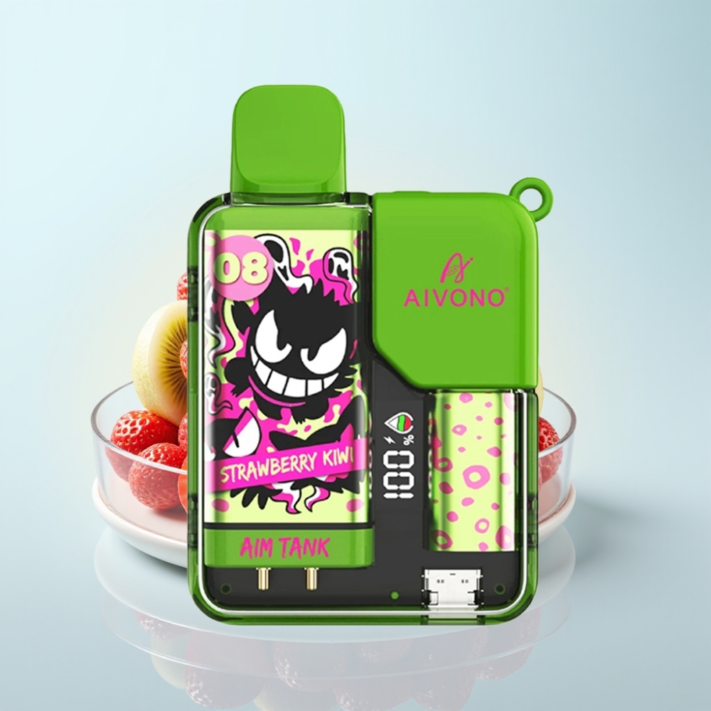 Aivono Aim Tank 9500 Puffs 18ml 650mAh LCD-näyttö 12ohm Mesh Mansikka-Liwi