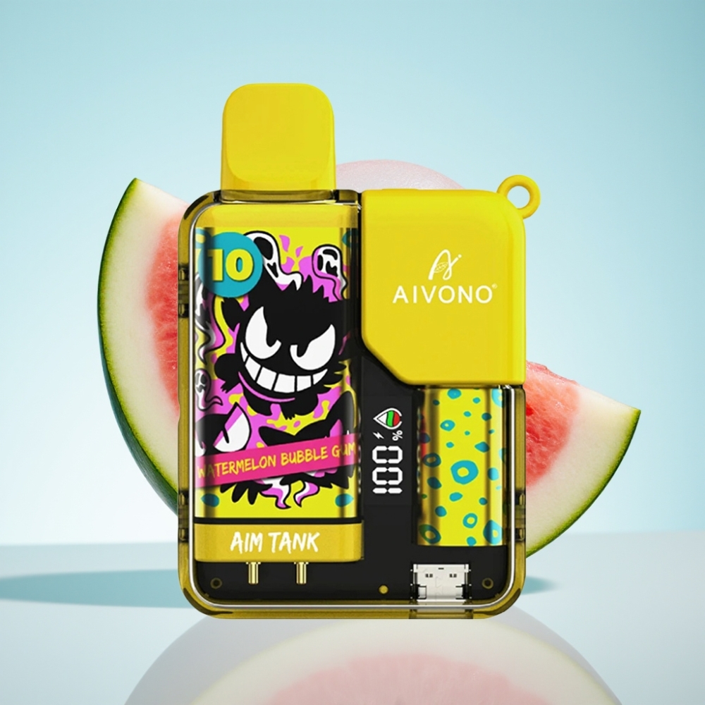 Aivono Aim Tank 9500 Pähkä 18ml/650mAh LCD Vesimeloni Purukumi 0-5 Nikotiini 12ohm