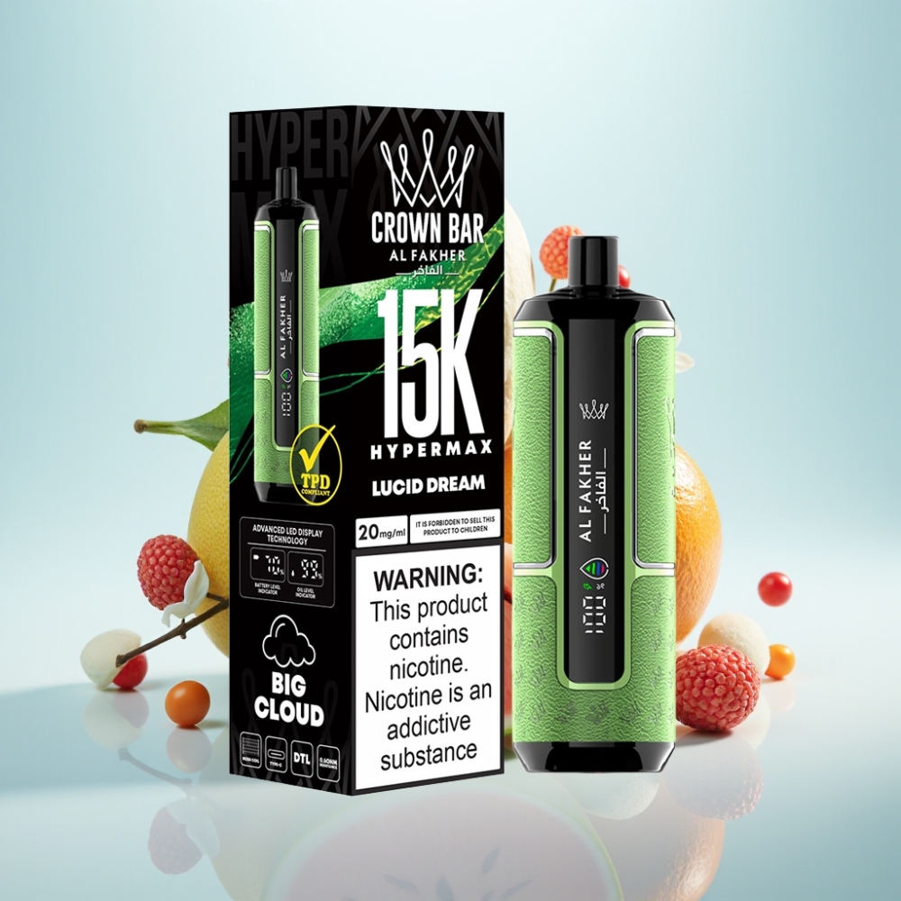Al Fakher Crown Bar 15K Hypermax 22ml 600mAh Type-C DTL 6mg/ml Käyttökertamuunnos Unelmateema