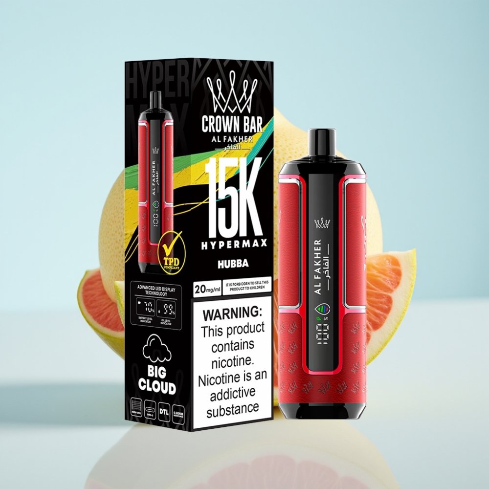 Al Fakher Crown Bar 15K Hypermax 22ml/600mAh/Type-C Kertakäyttöinen Vape Hubba-maku
