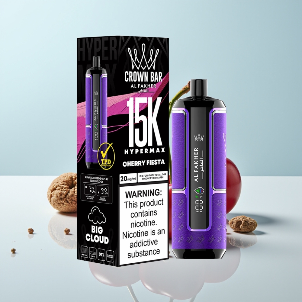 Al Fakher Crown Bar 15K Hypermax Disposable Vape - 22ml 15 000 tupaa Kirsikka Fiesta