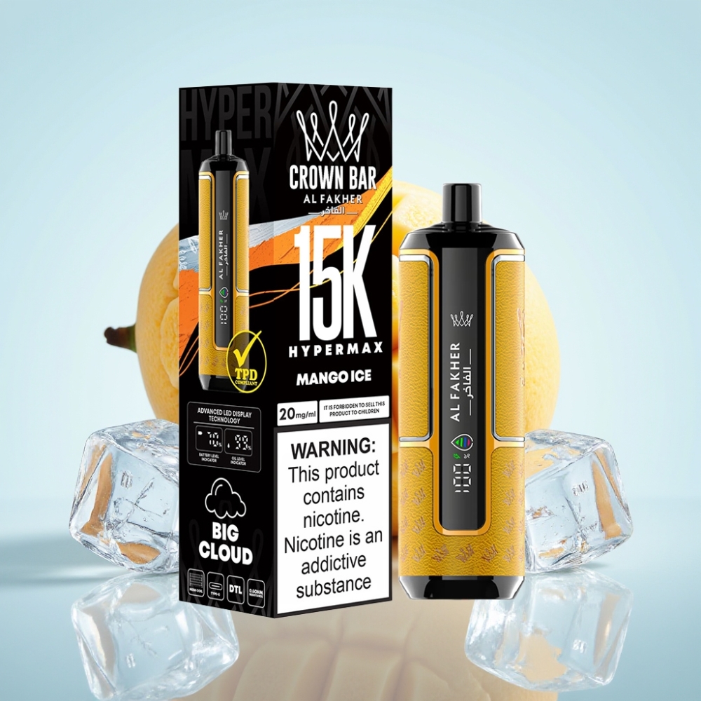 Al Fakher Crown Bar 15K Hypermax Disposable Vape Kit 22ml 15K tupaa Mango-Jää