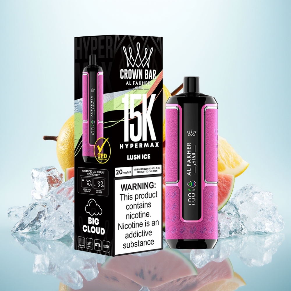 Al Fakher Crown Bar 15K Hypermax Disposable Vape Kit – 22ml 15 000 tupakkaa 600mAh Type-C DTL 6mg/ml Lujajää
