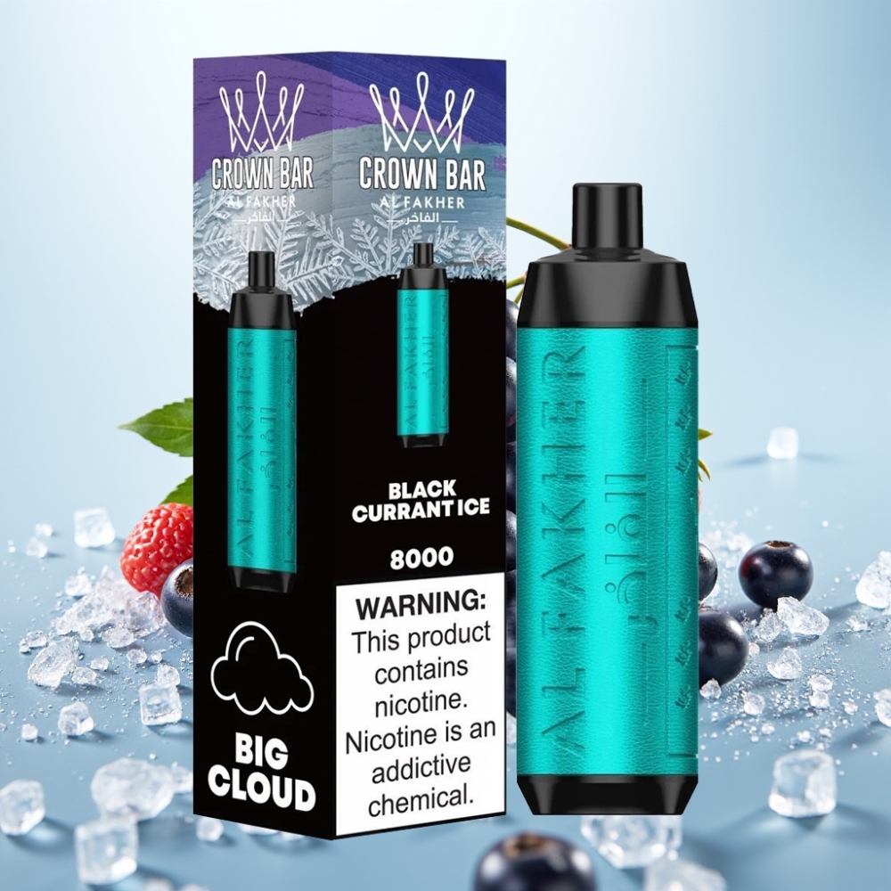 Al Fakher Crown Bar 8000 Crystal Disposable Vape 600mAh 18ml Mustaherukka-Jää 8000 imausta