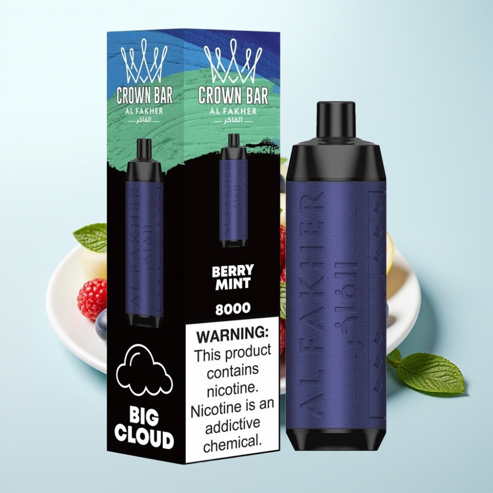 Al Fakher Crown Bar 8000 Crystal Disposable Vape 8000 Tupaa 18ml Marja-Minttu