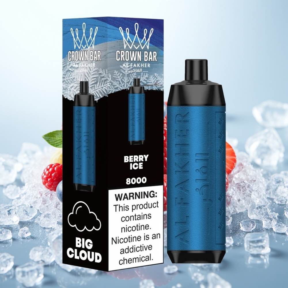 Al Fakher Crown Bar 8000 Crystal Disposable Vape Marja-Jää – 600mAh 18ml 8000 Puffia USB-C
