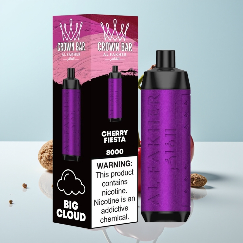 Al Fakher Crown Bar 8000 Crystal Kertakäyttöinen Vape 18ml 8000 Tupahdetta Kirska Fiesta