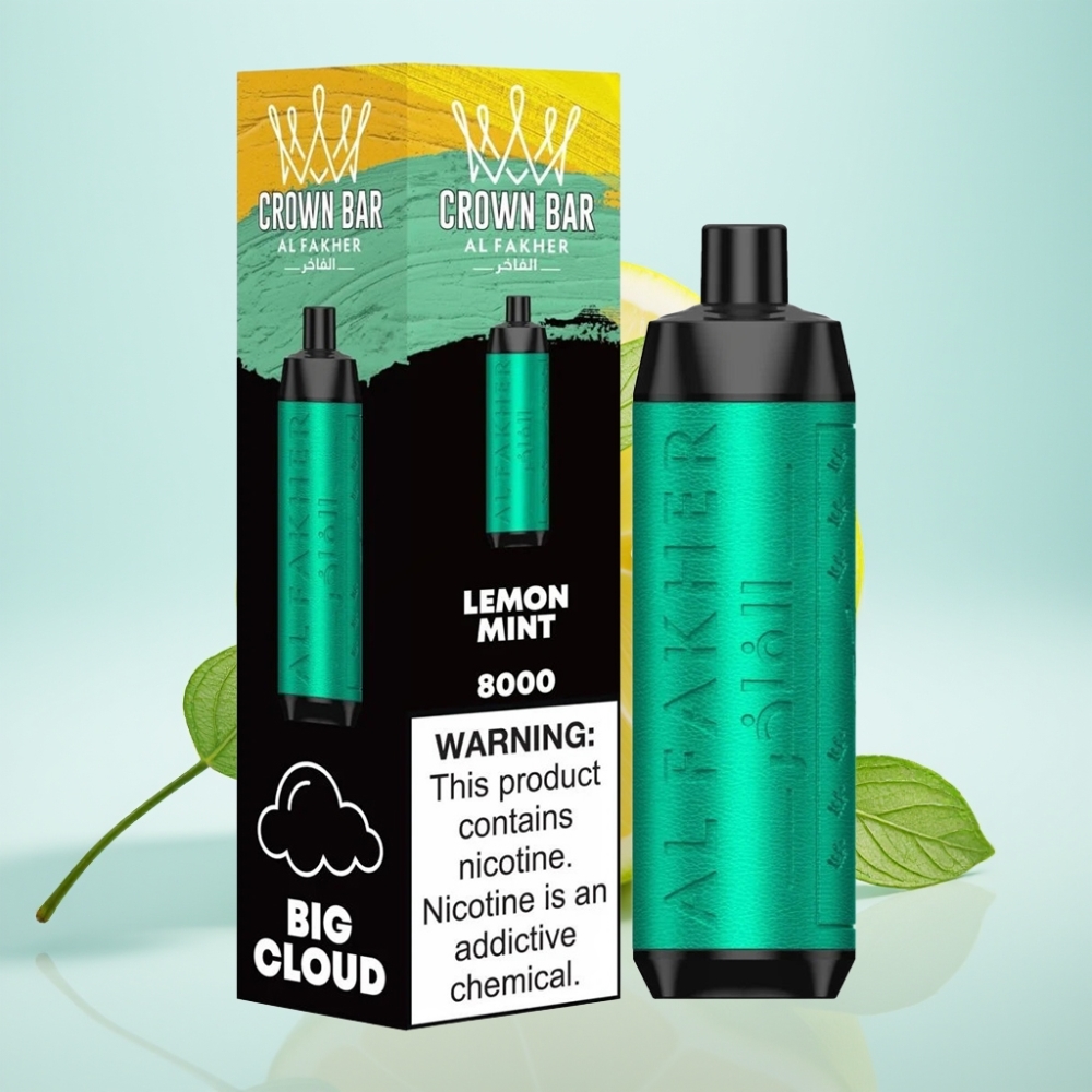 Al Fakher Crown Bar 8000 Crystal Kertakäyttöinen Vape Sitruuna-Minttu – 18ml 5mg Nikotiinia 8000 Tupakkaa