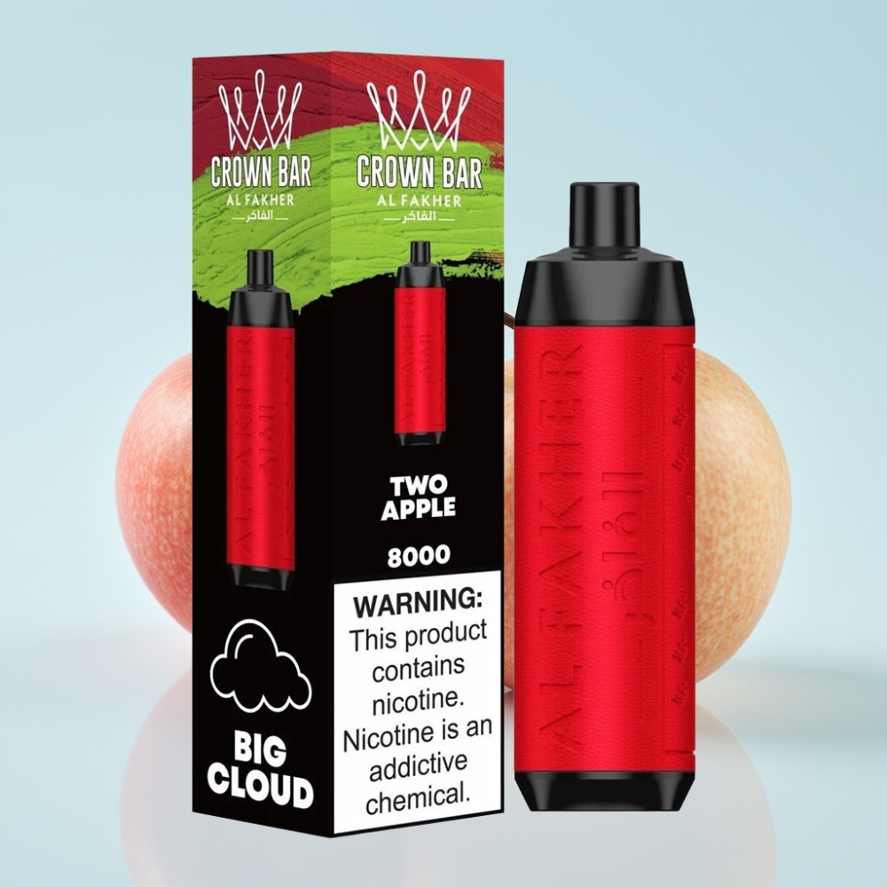 Al Fakher Crown Bar 8000 Crystal Kertakäyttöinen Vape – Kaksi Omenaa – 8000 Tyhjäystä 18ml Nestemäärä 5mg Nikotiinia