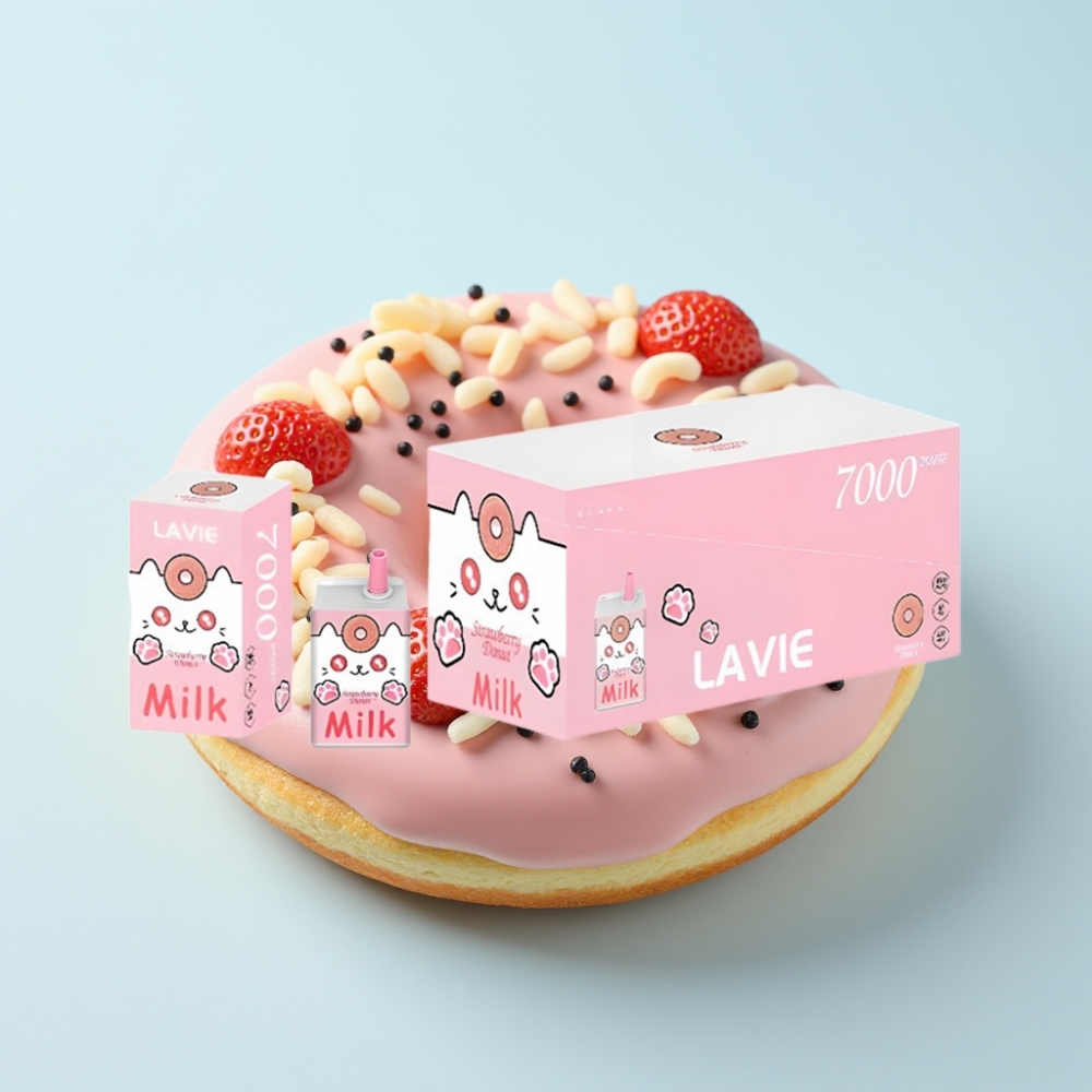 LAVIE Milk 7000 Puffs Kertakäyttöinen Vape Mansikka-Donitsi – 16ML 600mAh Type-C