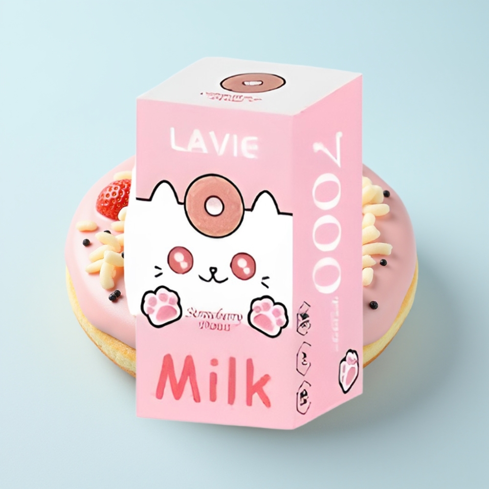 LAVIE Milk 7000 Puffs Kertakäyttöinen Vape Mansikka-Donitsi – 16ML 600mAh Type-C