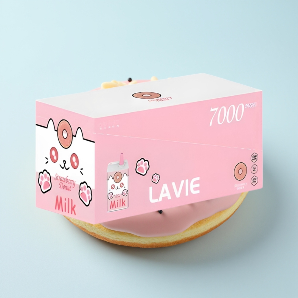 LAVIE Milk 7000 Puffs Kertakäyttöinen Vape Mansikka-Donitsi – 16ML 600mAh Type-C