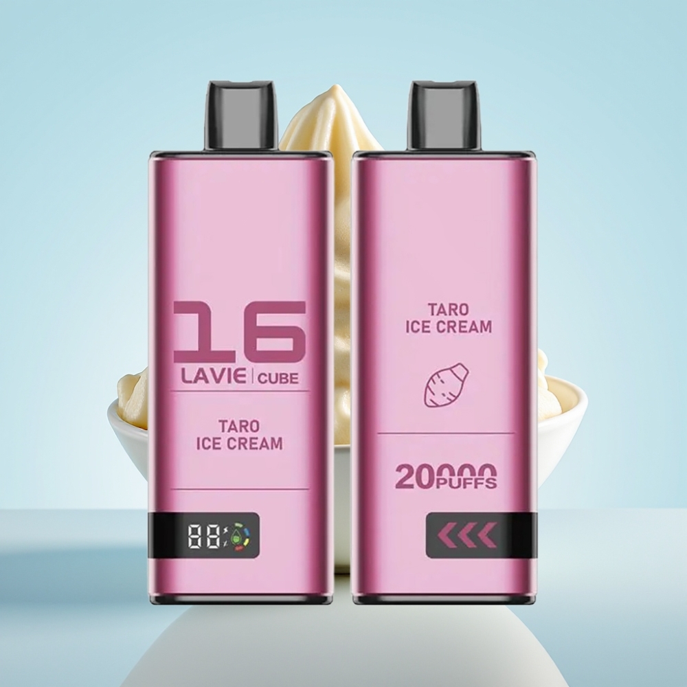 Lavie Cube 20000 Puffs Kertakäyttöinen Vape Taro-Jäätelö (28ML 600mAh Type-C)