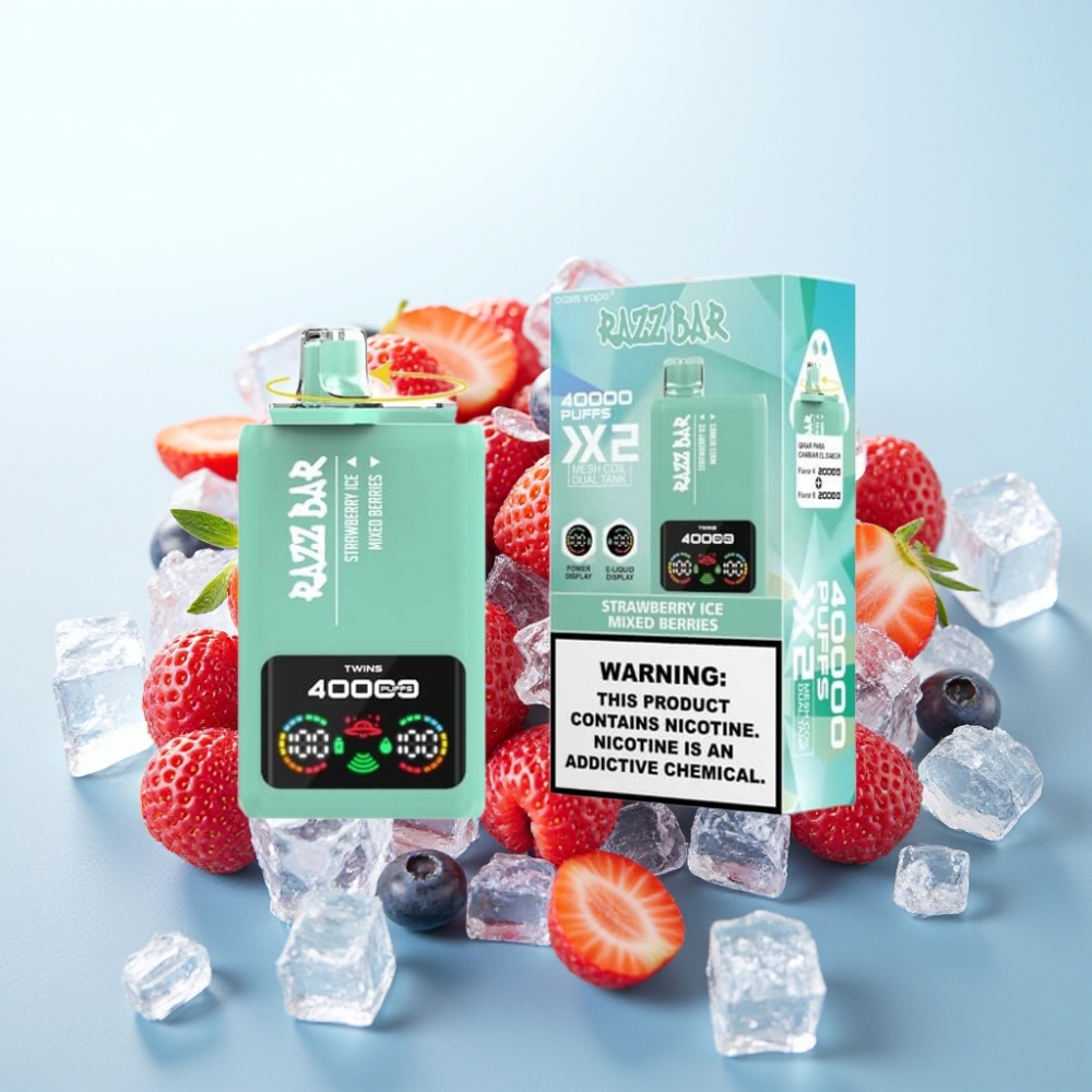 Razz Bar 40000 Puffs Disposable Vape – Mansikkajää  Marjaherkku Näyttö 10Ω×2 Kela 650 mAh