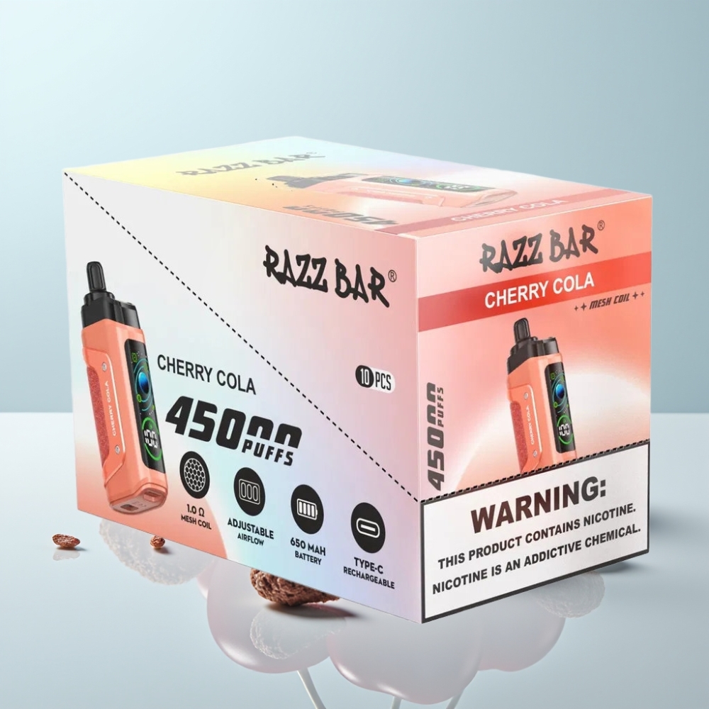 Razz Bar 45000 Puffs Disposable Vape Kirsikkakola – 10 Ohm Mesh 650 mAh Type-C