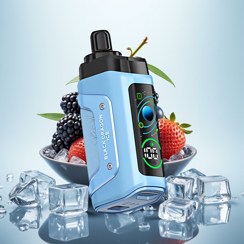 Razz Bar 45000 Puffs Disposable Vape Musta Lohikäärme Jää – 10 Ohm Mesh Type-C 20 mg/ml