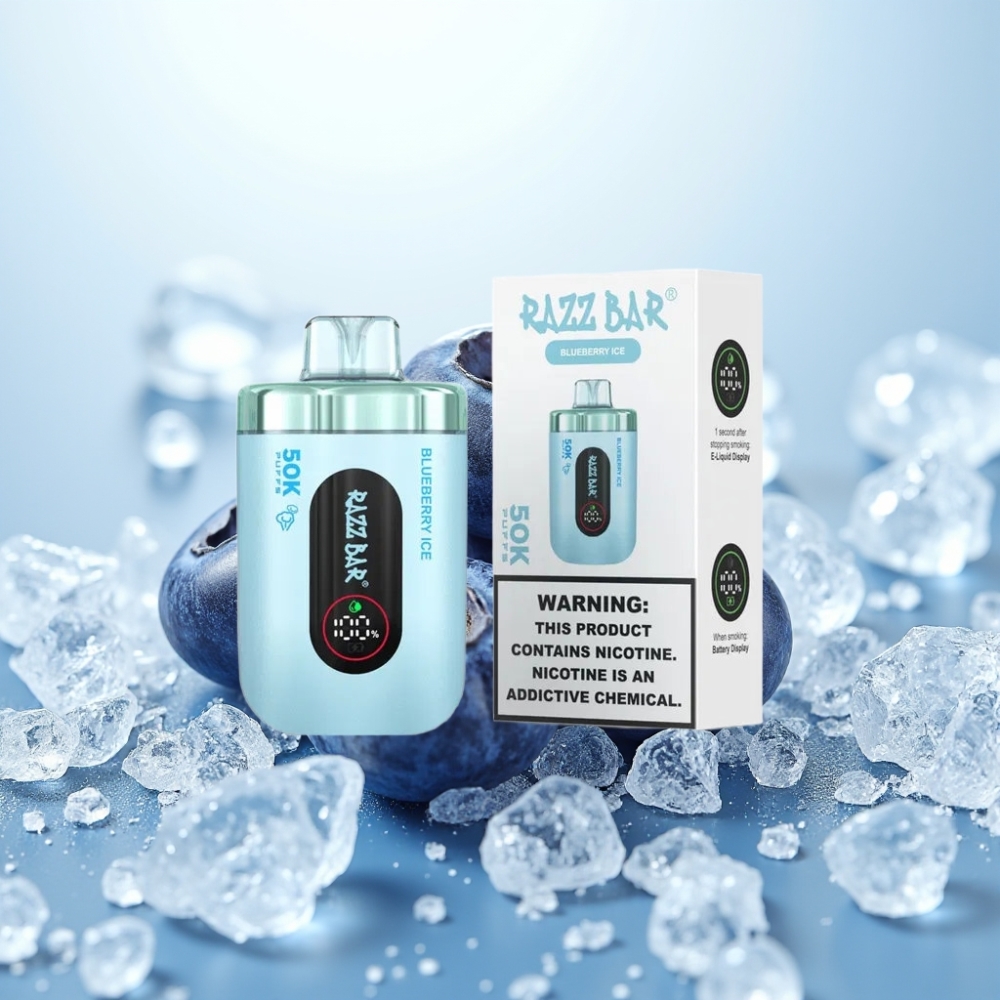 Razz Bar 50K Puffs 650mAh Type-C Sininen Marjajää Disposable Vape