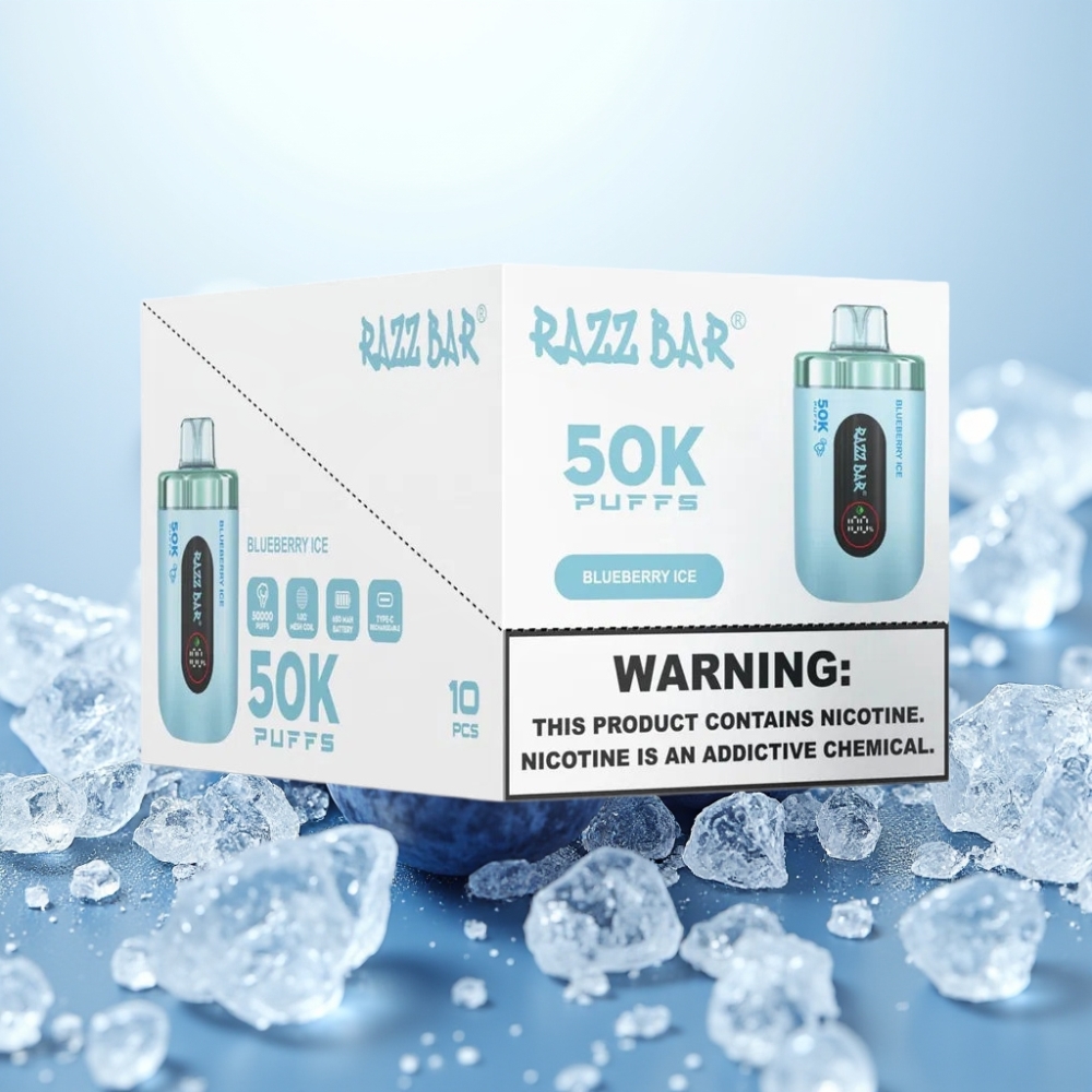 Razz Bar 50K Puffs 650mAh Type-C Sininen Marjajää Disposable Vape