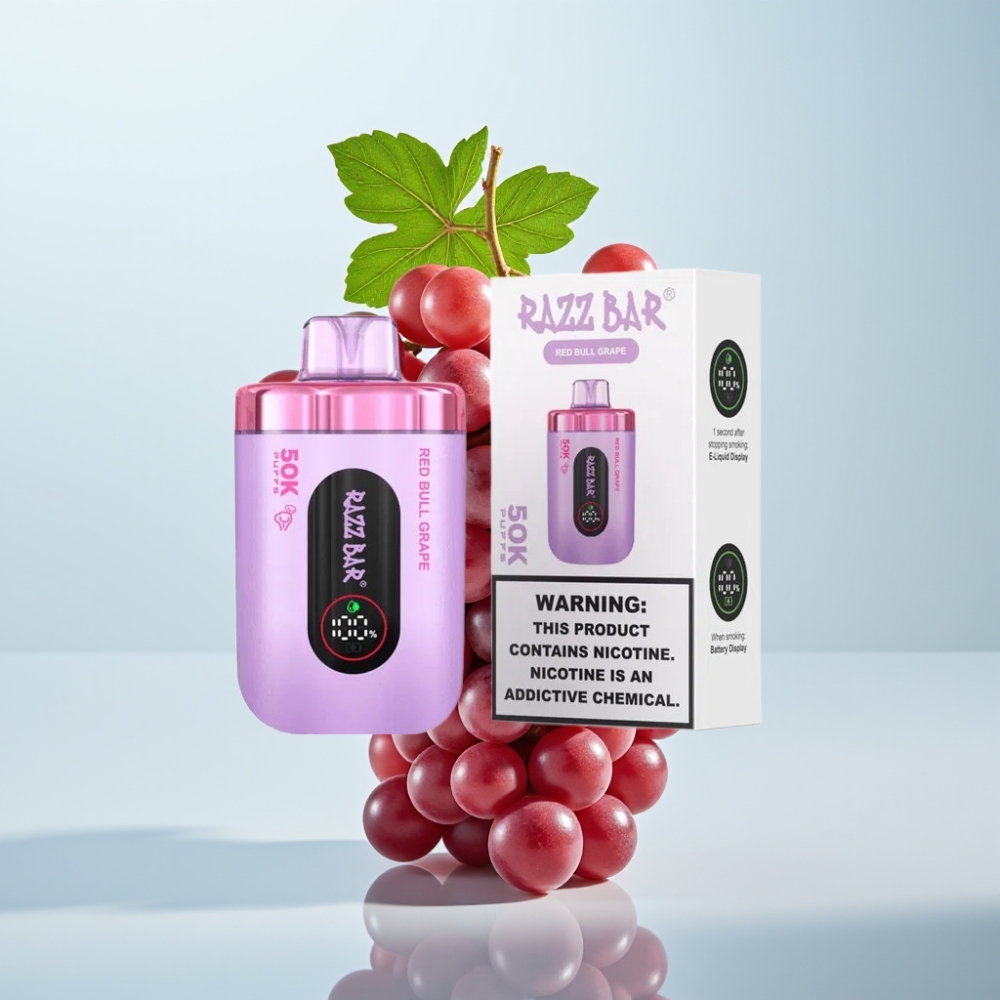 Razz Bar 50K Puffs Disposable Vape 650mAh Type-C Punainen Hilla Viinirypäle