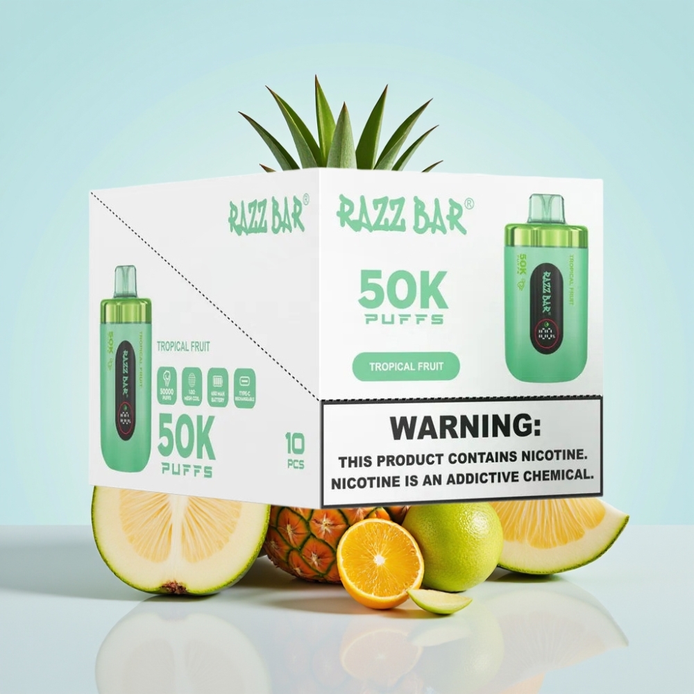 Razz Bar 50K Puffs Disposable Vape Trooppiset Hedelmät – 50000 Töpäytystä 10 Ohm Mesh Type-C