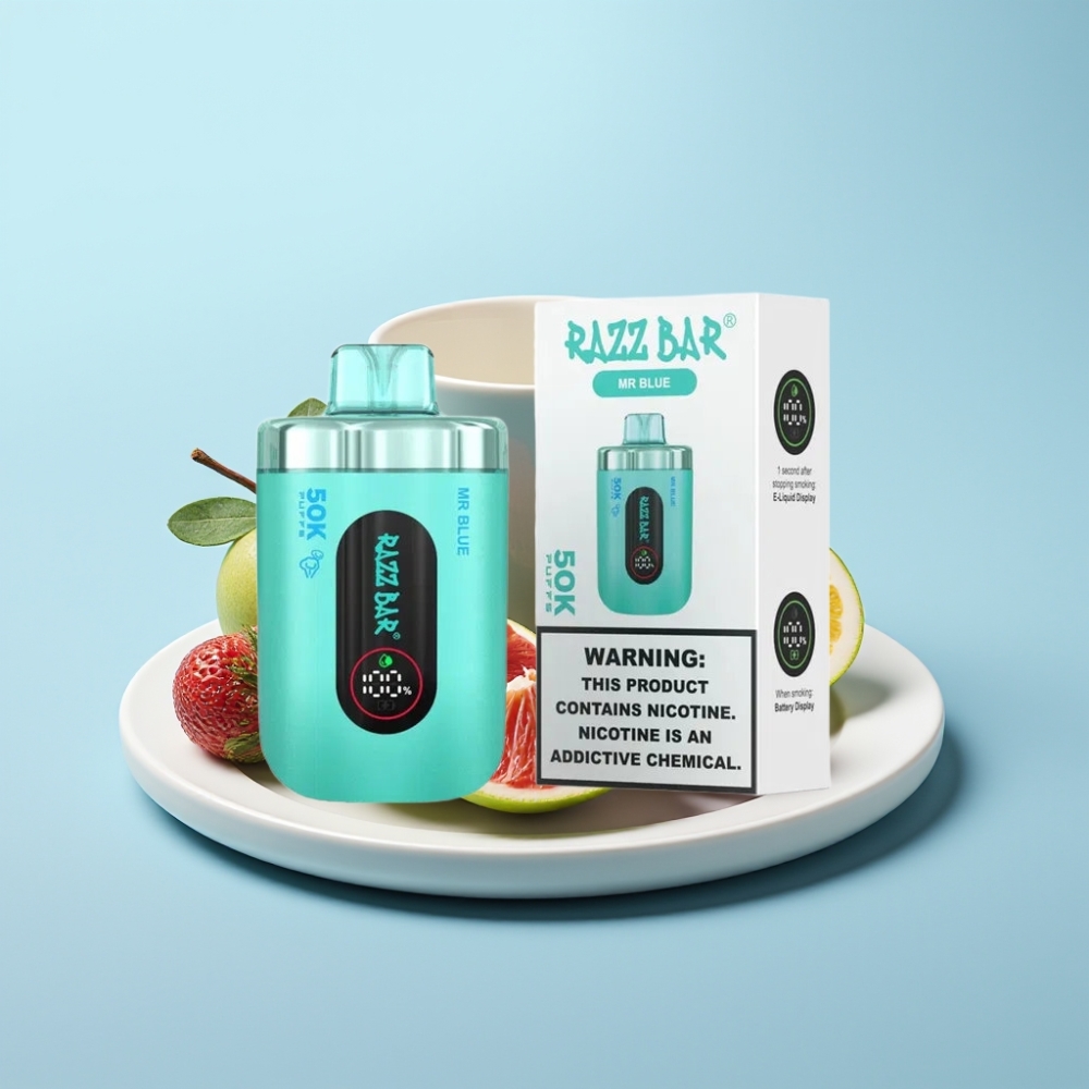 Razz Bar 50K Puffs Disposable Vape – Herra Sininen 50000 Tupaa 10 Ohm Mesh Type-C Ladata