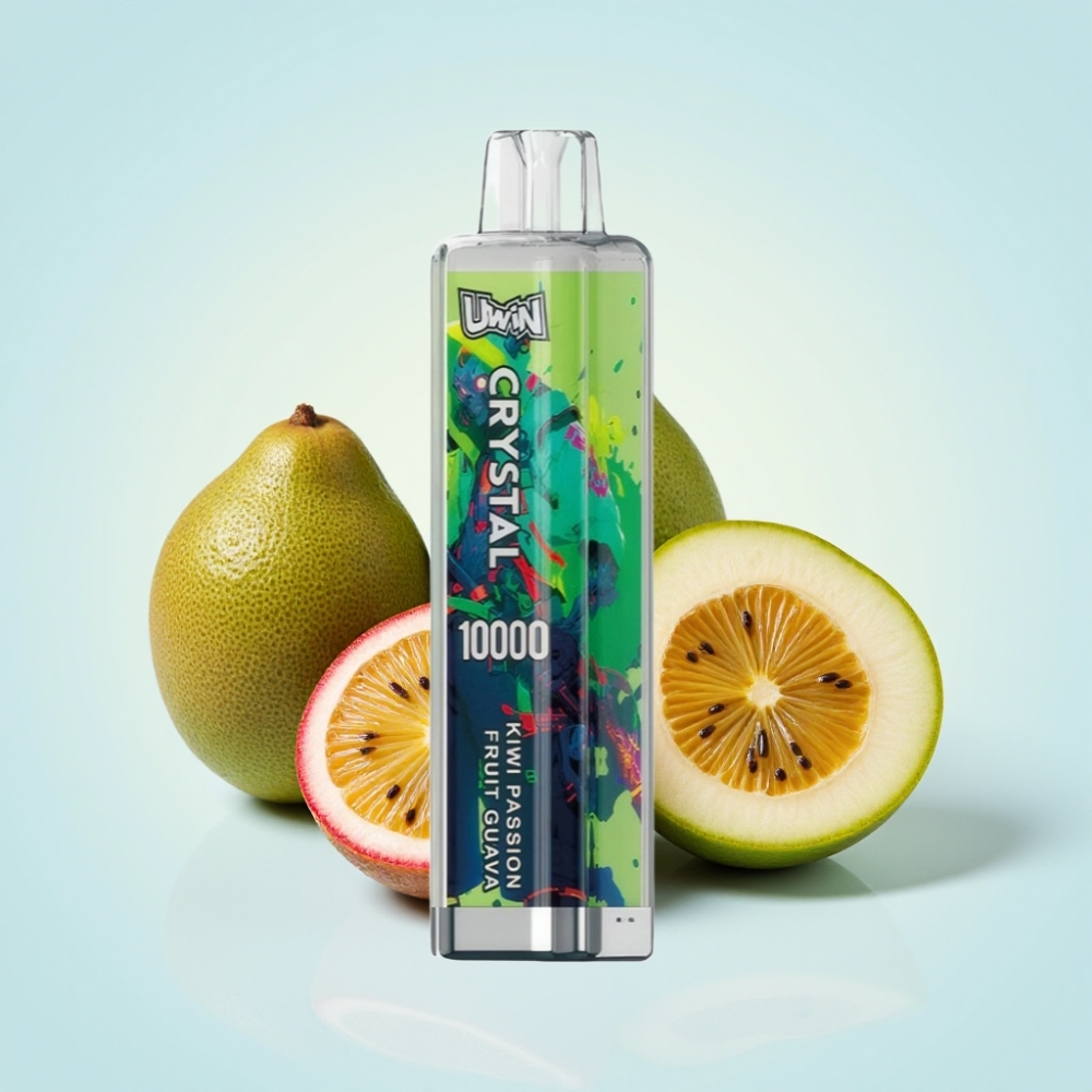 UWIN Crystal 10000 Pirtskuttava Vape Kiivi-Passionhedelmä-Guava 18ml 650mAh Type-C RGB-valot