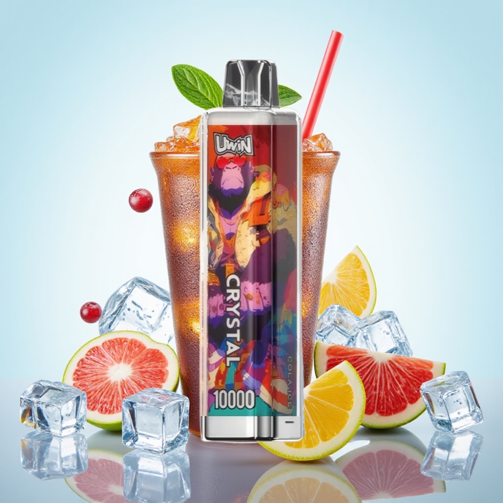 UWIN Crystal 10000 Puffs Disposable Vape Cola-Jää (18ml 650mAh Type-C RGB-valot)