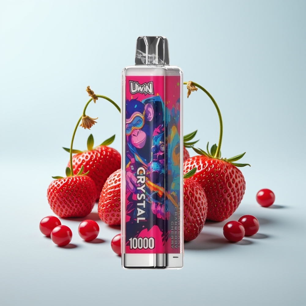UWIN Crystal 10000 Puffs Disposable Vape Mansikka-Karpalo-Kirsikka 18ml 650mAh Type-C RGB