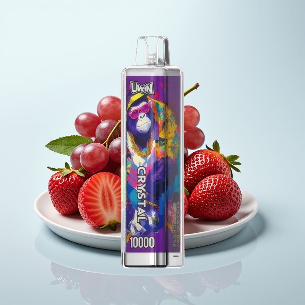 UWIN Crystal 10000 Puffs Disposable Vape Mansikka-Viini RGB-valot 18ml 650mAh Type-C