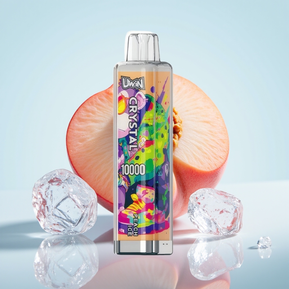 UWIN Crystal 10000 Puffs Disposable Vape Persikka-Jää – 18ml 650mAh Type-C RGB-valot