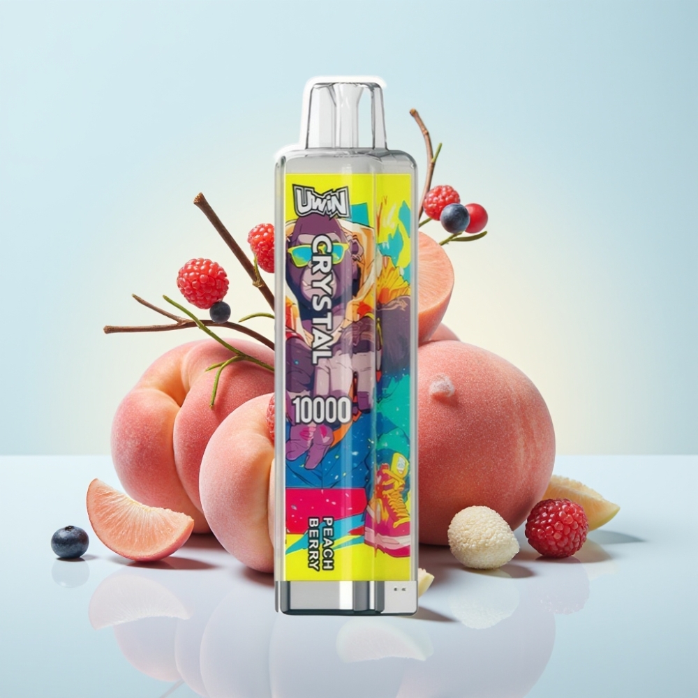 UWIN Crystal 10000 Puffs Disposable Vape Persikka-Marja – 18ml 650mAh Type-C RGB-valot