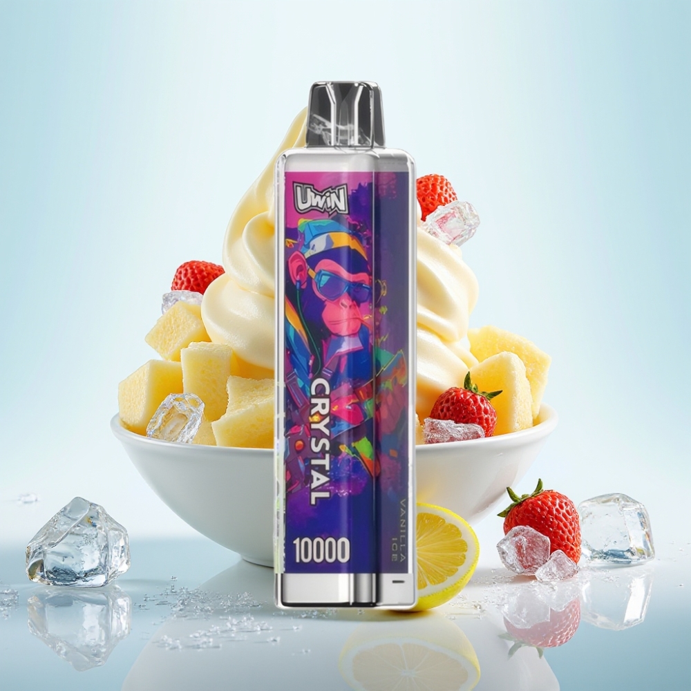 UWIN Crystal 10000 Puffs Disposable Vape Vaniljajää – 18ml 650mAh Type-C RGB-valot
