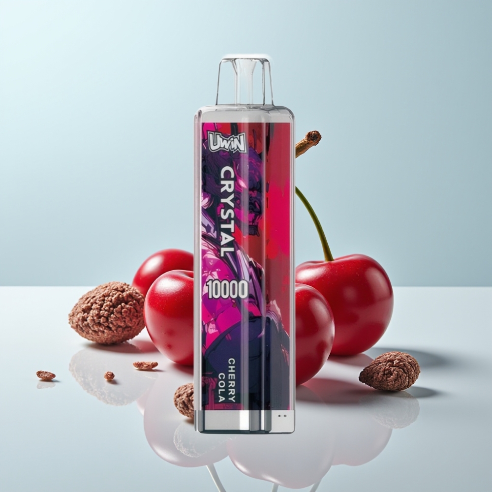 UWIN Crystal 10000 Puffs Kertakäyttöinen Vape Kirsika-Kola – 18ml nestemäärä 650mAh akku Type-C-lataus RGB-valot
