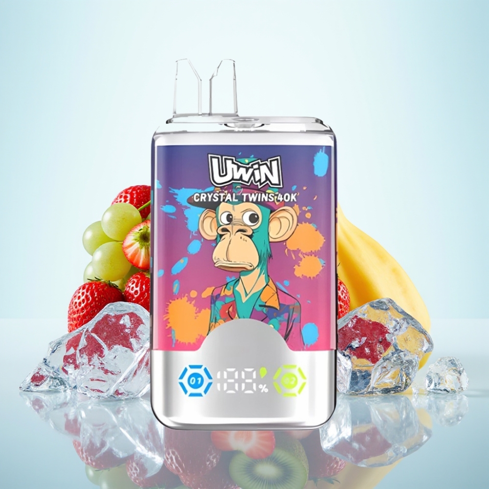 UWIN Crystal Twins 40000 Puffs Mansikkakiivi Viinijää - 32ml 850mAh Type-C 06 Ohm
