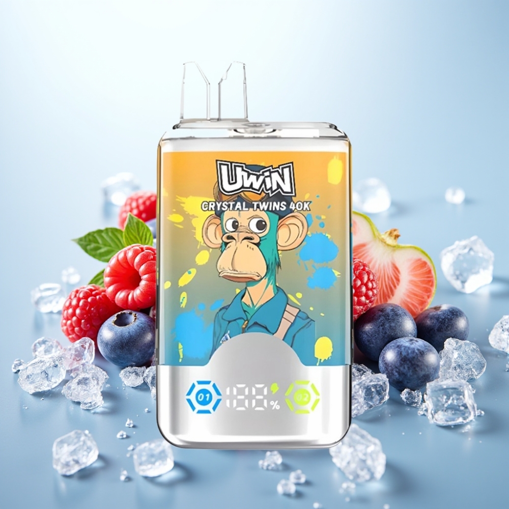 UWIN Crystal Twins 40000 Puffs Mustikka-Vadelma-Kirsikka Jää 2-makua 32ml Type-C