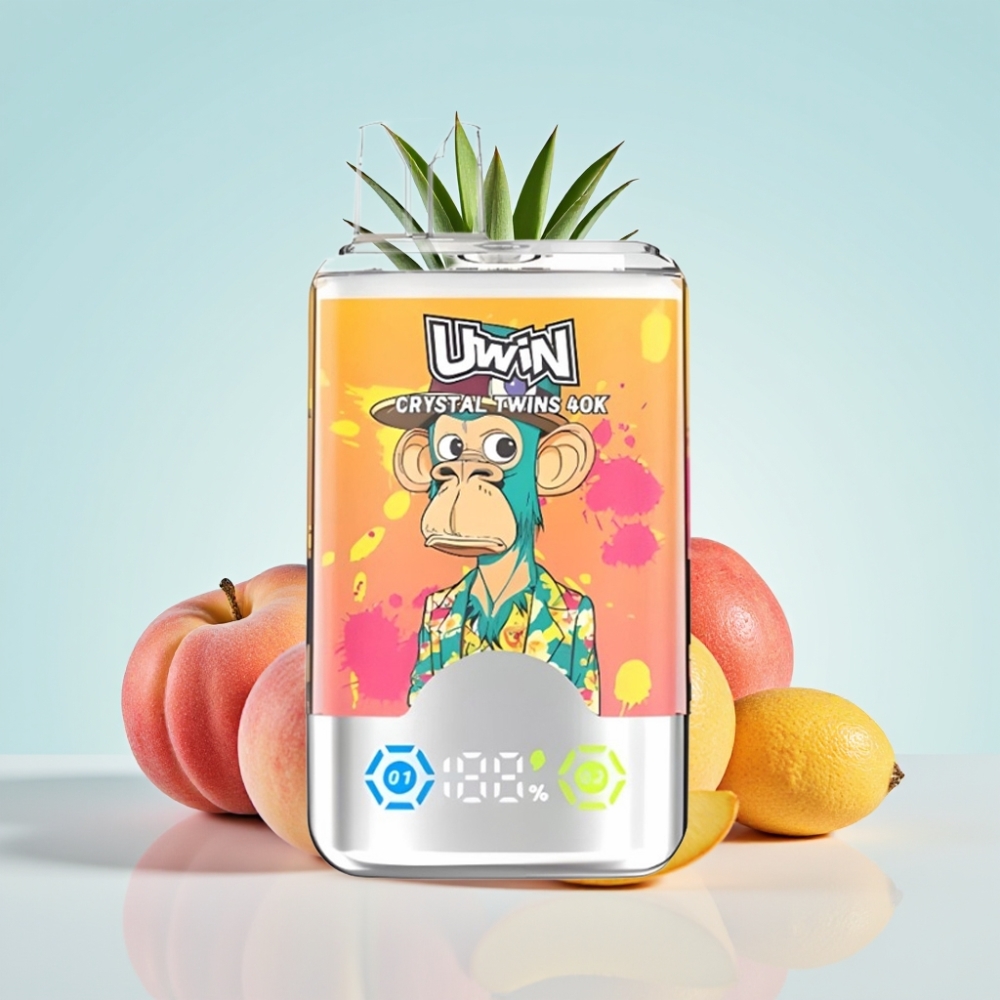 UWIN Crystal Twins 40000 Puffs Persikka Mango Ananas Red Bull -kahden makun 32ml 850mAh Type-C