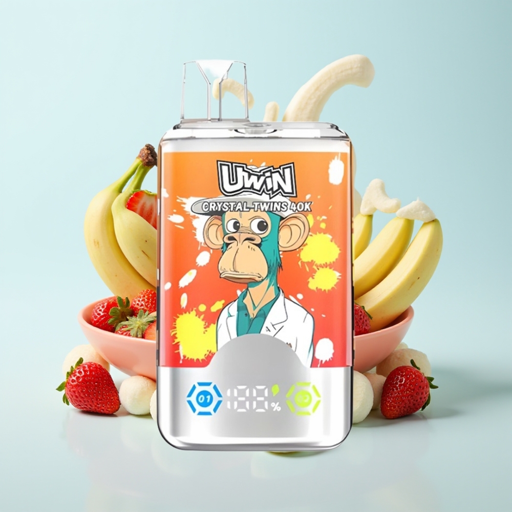 UWIN Crystal Twins 40000 Puffs – Mansikka-Banaani Rakkaus 66 06 Ohm Mesh 850mAh Type-C