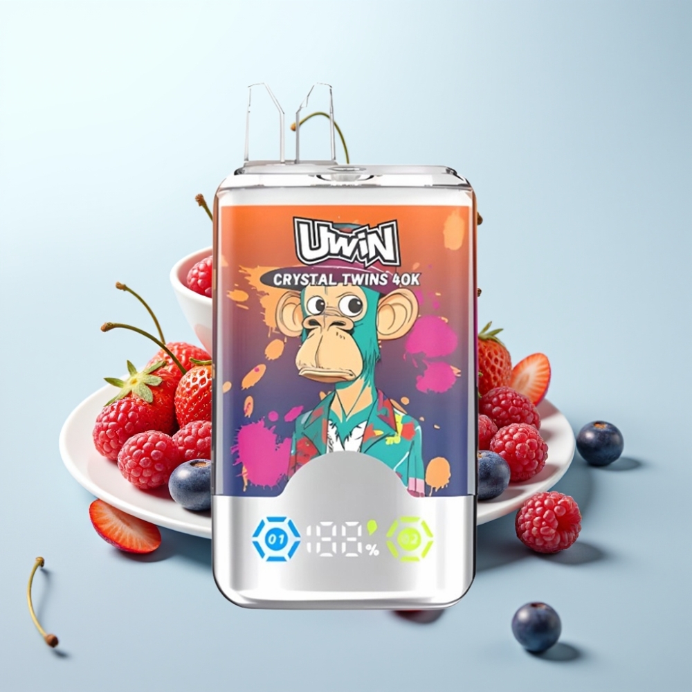 UWIN Crystal Twins 40000 Puffs – Mansikka-Vadelma-Kirsikka Mr Blue – 32ml 850mAh Type-C