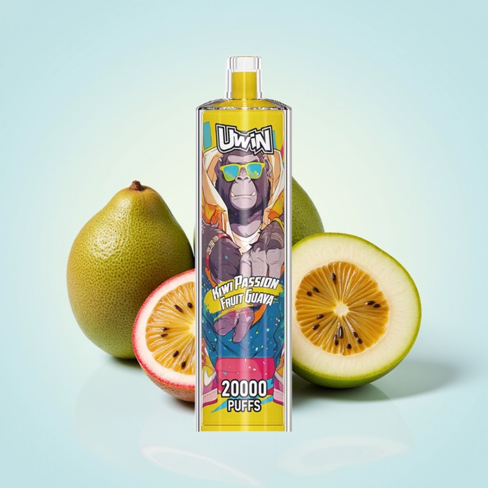 Uwin Shisha Hookah Crystal 20000 Puffs 22ml Kiivi-Passionhedelmä-Guava Mesh-käämit Type-C