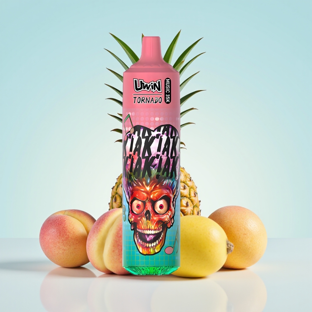 Uwin Tornado 35K Music Disposable Vape Persikka Mango Ananas – 35 000 tupaa 600mAh Type-C