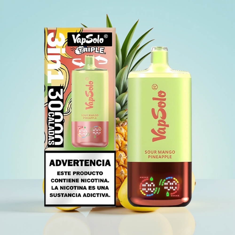 VapSolo Triple 30000 Puffs 40ml 3-tankki Type-C L-Sitruuna Mango-Ananas