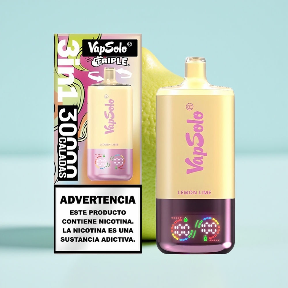 VapSolo Triple 30000 Puffs 40ml Kolme Säiliötä Type-C Sitruuna-Lime