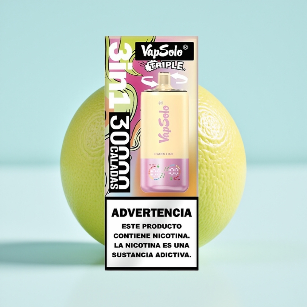 VapSolo Triple 30000 Puffs 40ml Kolme Säiliötä Type-C Sitruuna-Lime
