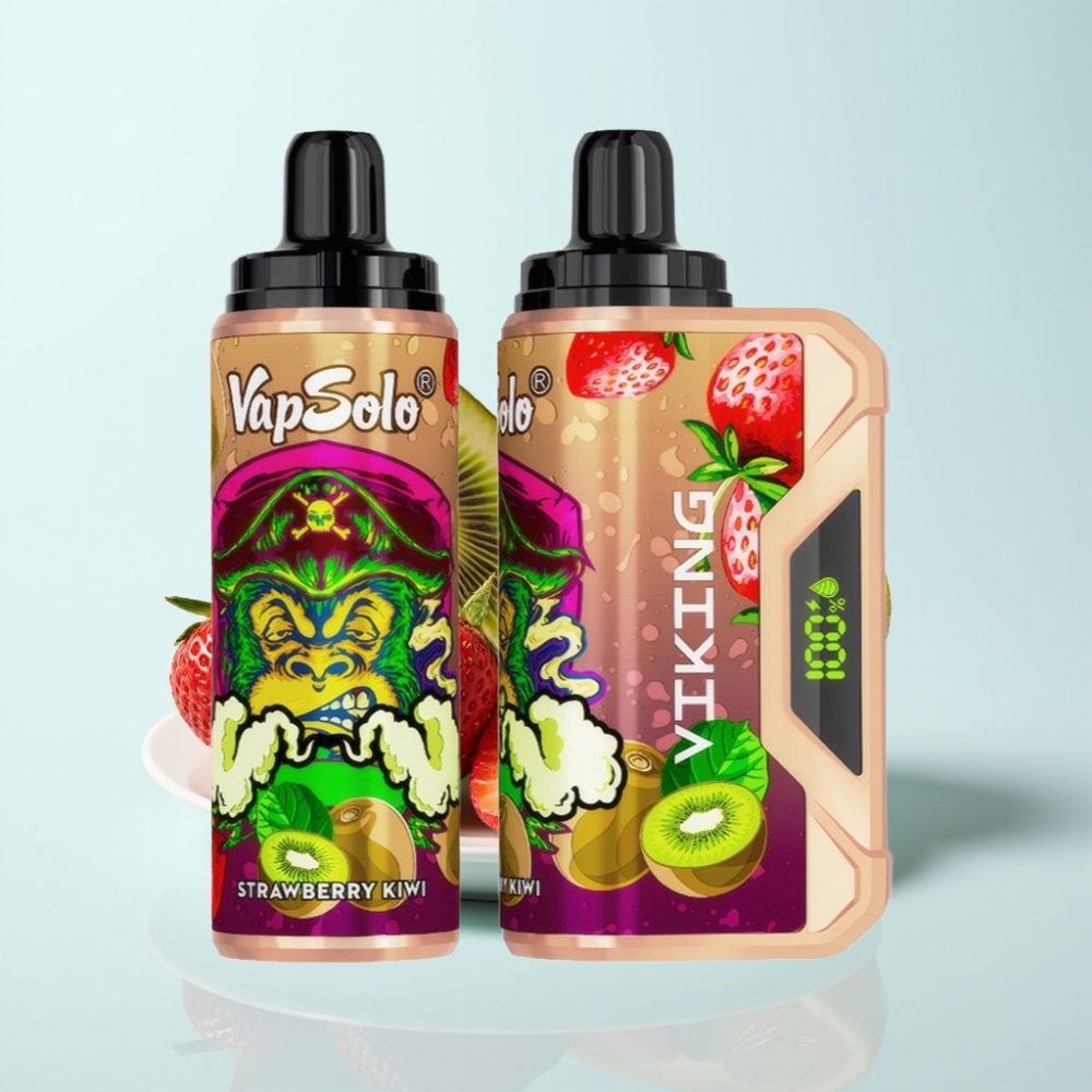 VapSolo VIKING 12000 Puffia Disposable Vape Mansikka-Kiivi 22ml Type-C LED-näyttö