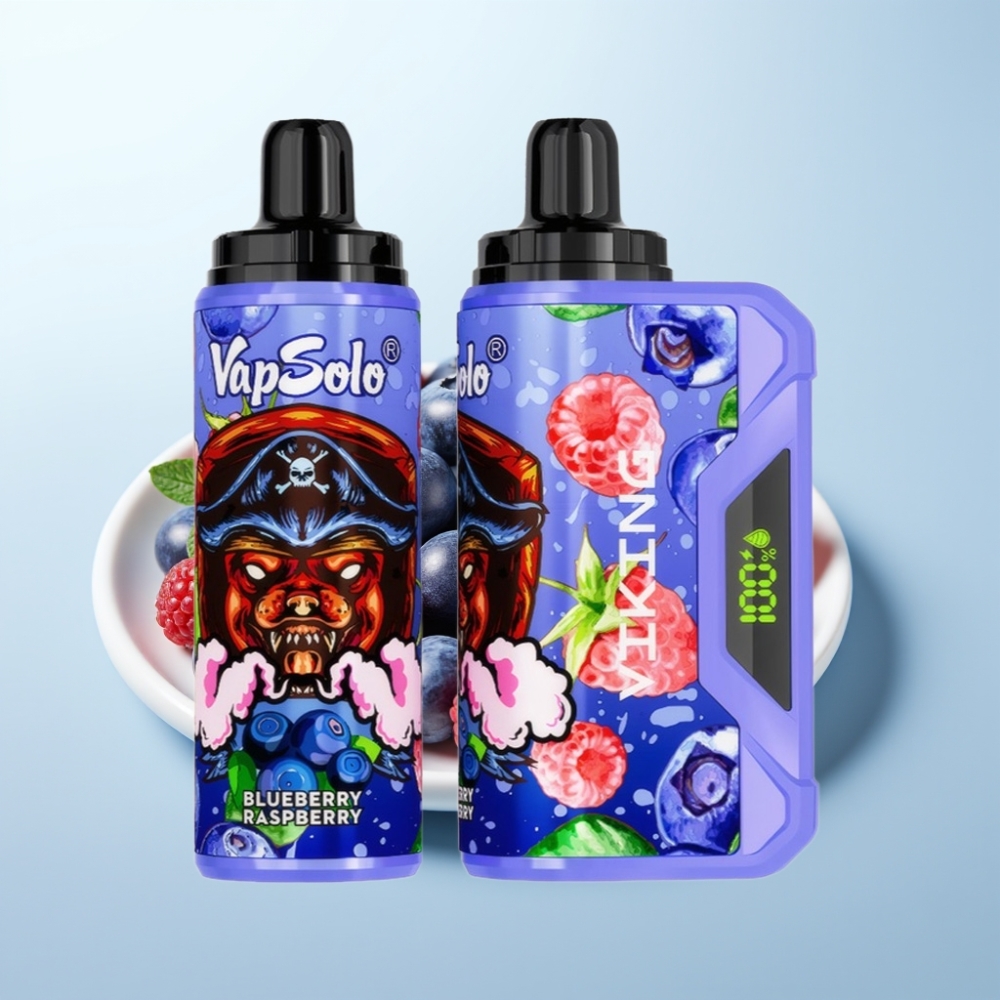 VapSolo VIKING 12000 Puffit Disposable Vape Mustikka-Vadelma 22ml Type-C LED-näyttö