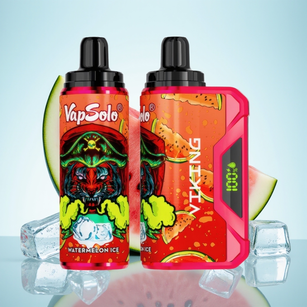 VapSolo VIKING 12000 Puffit Disposable Vape Vesimeloni-Jää 22ml Type-C LED-näyttö